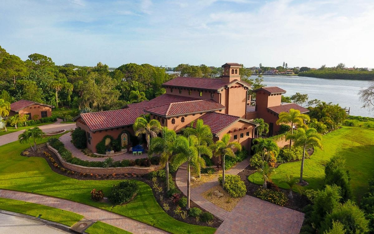 Waterfront estate — aerial view, Gulf Coast, FL